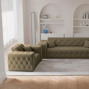 Sofaset Designersofa CHANTAL 3-1-1 in Stoff Moly Grün