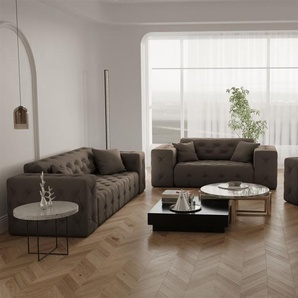 Sofaset Designersofa CHANTAL 3-2-1 in Stoff Opera Velvet Braun
