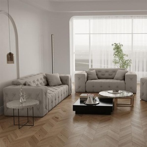 Sofaset Designersofa CHANTAL 3-2-1 in Stoff Opera Velvet Cream
