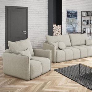 Sofaset Designersofa MORGANO 3-2-1 Stoff Abriamo Creme