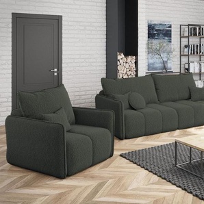 Sofaset Designersofa MORGANO 3-2-1 Stoff Abriamo Graphit