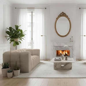 Sofaset Designersofa SOLVIE 2-2 in Stoff Moly Beige