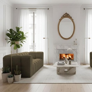 Sofaset Designersofa SOLVIE 2-2 in Stoff Moly Moosgrün