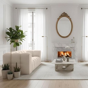 Sofaset Designersofa SOLVIE 2-2 in Stoff Tiffani Beige