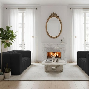 Sofaset Designersofa SOLVIE 2-2 in Stoff Tiffani Schwarz