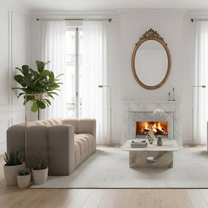 Sofaset Designersofa SOLVIE 2-2 in Stoff Tiffani Taupe