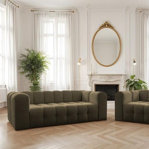 Sofaset Designersofa SOLVIE 2-3 in Stoff Moly Moosgrün