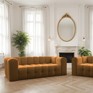 Sofaset Designersofa SOLVIE 2-3 in Stoff Moly Orange