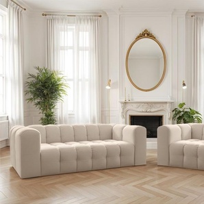 Sofaset Designersofa SOLVIE 2-3 in Stoff Tiffani Beige