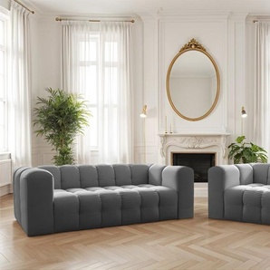 Sofaset Designersofa SOLVIE 2-3 in Stoff Tiffani Grau