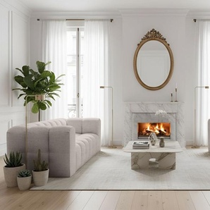 Sofaset Designersofa SOLVIE 3-3 in Stoff Moly Creme