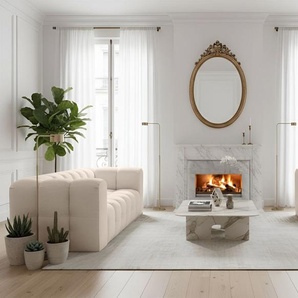 Sofaset Designersofa SOLVIE 3-3 in Stoff Tiffani Beige