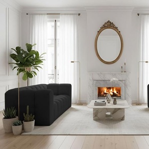 Sofaset Designersofa SOLVIE 3-3 in Stoff Tiffani Schwarz