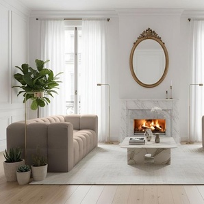 Sofaset Designersofa SOLVIE 3-3 in Stoff Tiffani Taupe