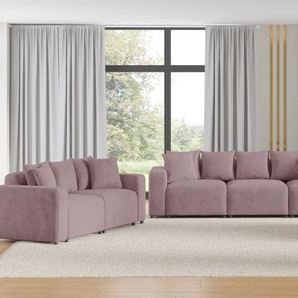 Sofaset Designersofas MEGAN 3-2-1 in Stoff Poso Altrosa