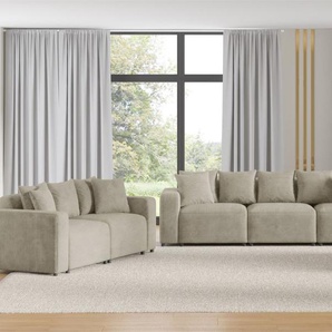 Sofaset Designersofas MEGAN 3-2-1 in Stoff Poso Beige