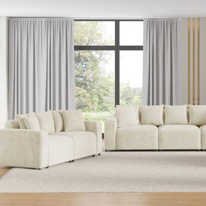Sofaset Designersofas MEGAN 3-2-1 in Stoff Poso Creme