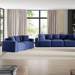 Sofaset Designersofas MEGAN 3-2-1 in Stoff Salvador Dunkelblau