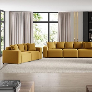 Sofaset Designersofas MEGAN 3-2-1 in Stoff Salvador Honiggelb