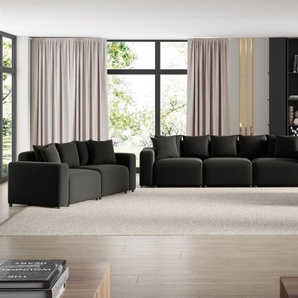 Sofaset Designersofas MEGAN 3-2-1 in Stoff Salvador Schwarz