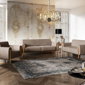 Sofaset Designersofas VALERIE 3-2-1 in Stoff Elisa Velvet Cappuccino