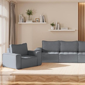 Sofaset Modulsofa-Set 6-teilig SANDE 3-2-1 Stoff Alpine Anthrazit