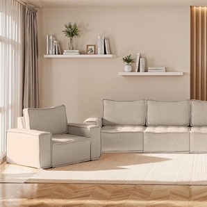 Sofaset Modulsofa-Set 6-teilig SANDE 3-2-1 Stoff Alpine Toffee