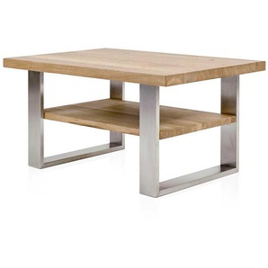 Sofatisch aus Eiche Massivholz Edelstahl