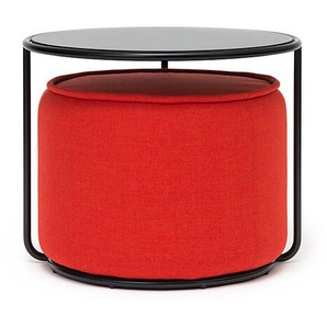 Softline Beistelltisch mit Hocker Tom schwarz, Designer Sascha Sartory, 47/37 cm