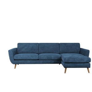 SOHO Ecksofa grau - Flachgewebe Smilla ¦ blau ¦ Maße (cm): B: 274 H: 85 T: 156.0