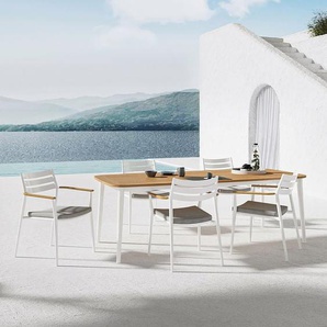 Solpuri Pia Gartenmöbel-Set 7-tlg. mit Tisch 170x100cm Weiß|Natur|Dunkelgrau
