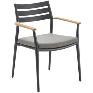 Solpuri Sessel Pia mit Teak-Armlehne ohne Polster  Anthrazit