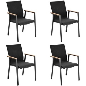 Solpuri Soul Stuhl Stapelbar Schwarz Teak-Armlehne  | 4-Set