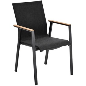 Solpuri Soul Stuhl Stapelbar Schwarz Teak-Armlehne  | Softex-Coal