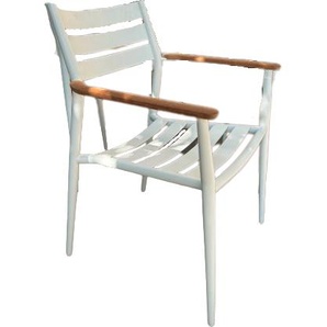 Solpuri Stapelsessel Pia in weiß  mit Teak-Armlehne