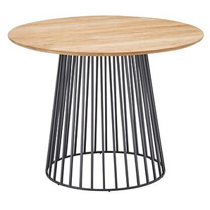 Solpuri Tisch Grid 90 cm anthrazit mit Teakplatte