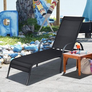 Sonnenliege Liegestuhl Gartenliege mit 5 einstellbaren Ruecklehnpositionen, Gartenstuhl wetterfest Relaxliege fuer die Terrasse, Garten und am Pool