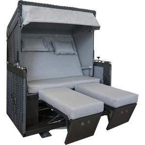 Sonnenpartner Strandkorb "Präsident Alu XL"   Liegemodell Onix Stoff-Nr.716