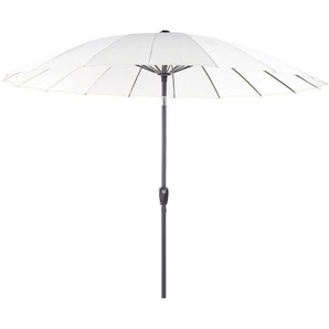 Sonnenschirm Beige Stoff ⌀ 255 cm Rund Verstellbarer Neigungswinkel mit Kurbel Winddach Aluminiumgestell Marktschirm Garten Balkon Terrasse