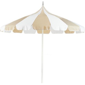 Sonnenschirm Beige u. Weiß ⌀ 245 cm Rund mit Aluminium Stange Weiß Marktschirm für Balkon Terrasse Garten