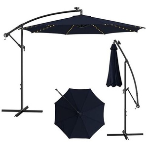 Sonnenschirm Ø300cm, led Solar, mit Kurbel, Ampelschirm Gartenschirm Kurbelschirm Marktschirm für Garten, Hof, Terrasse, Navyblau - Costway