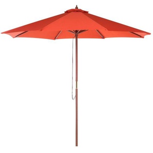 Sonnenschirm Rot Polyester/Birkenholz ⌀ 270 cm Terrasse Balkon Garten