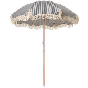 Sonnenschirm The Premium Beach textil holz blau / Ø 180 cm - Schrägstellbar - BUSINESS & PLEASURE - Blau