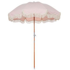 Sonnenschirm The Premium Beach textil holz rosa / Ø 180 cm - Schrägstellbar - BUSINESS & PLEASURE - Rosa