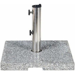 Sonnenschirmständer Grau Granit 45 x 45 cm Quadratisch mit Edelstahlrohr Modern Garten Terrasse Balkon Outdoor Außenbereich Ausstattung Zubehör