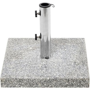 Sonnenschirmständer Grau Granit 45x45 cm Quadratisch mit Edelstahlrohr Modern Garten Terrasse Balkon Outdoor Außenbereich Ausstattung Zubehör