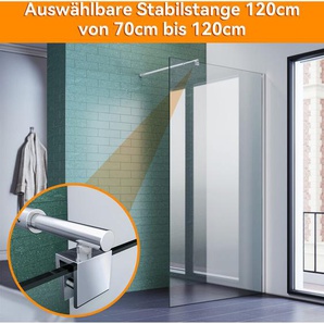 SONNI Walk In Dusche Duschwand 8mm Nanobeschichtung ESG Glas 100x200cm mit ausziehbar Stabilisator 70-120cm
