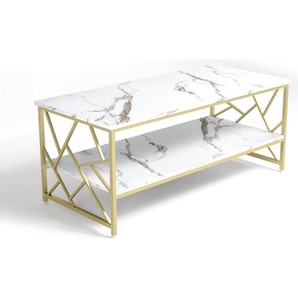 Sonstige Moderne Couchtisch Weiß Marmor mit Stauraum - Sofatisch Elegant & Stabil