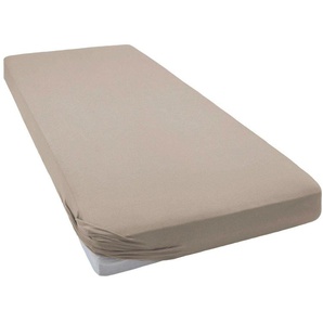 Spannbettlaken BELLANA Jersey-Elasthan deLuxe Bettlaken Gr. B/L: 120 cm x 200-220 cm (1 St.), Jersey-Elasthan, 45 cm-40 cm, grau (taupe) Spannbettlaken Laken für Boxspringbetten und sehr hohe Matratzen