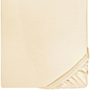 Spannbettlaken BIBERNA Conny Bettlaken Gr. B/L: 180-200 cm x 200-220 cm (1 St.), Jersey-Elasthan, 40 cm, beige (champagner) Spannbettlaken Laken hochwertiges Jersey-Elasthan geeignet für Wasser- und Boxspringbetten